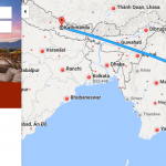 Bản đồ đường bay từ Hà Nội đi Kathmandu
