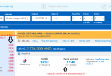 Giá vé máy bay đi Malaysia tháng 10/2018 từ các hãng hàng không